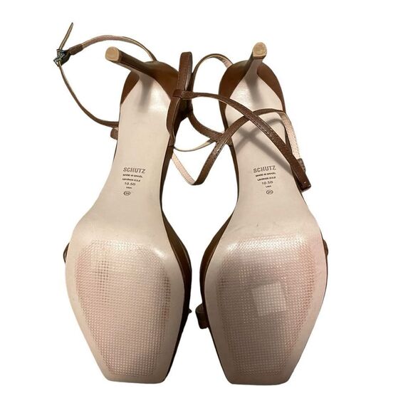 Schutz Tersa Ankle Strap Platform Sandals Walnut Size 10.5 NEW - Picture 4 of 6